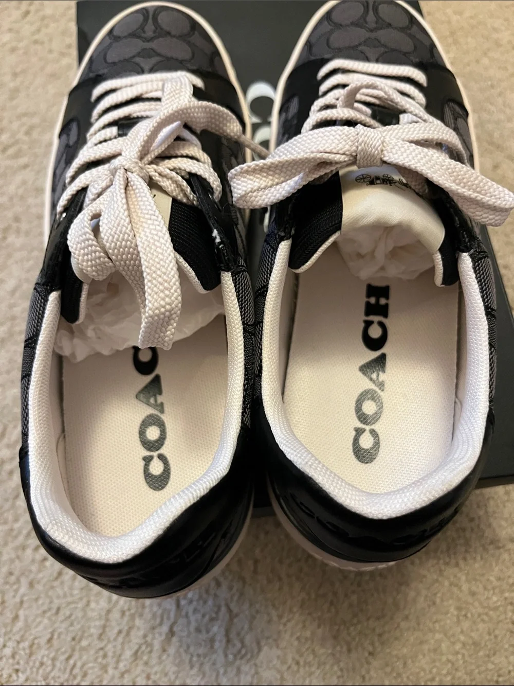 New in Box Coach Black Signature Jacquard Low-Top Men's Sneaker